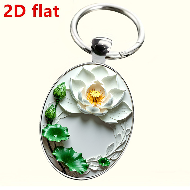 Chinese Style Realistic White Lotus Keychain